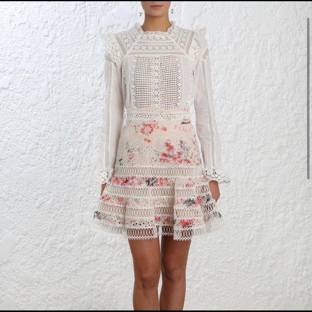 Zimmermann Laelia Diamond Flutter Floral Skirt